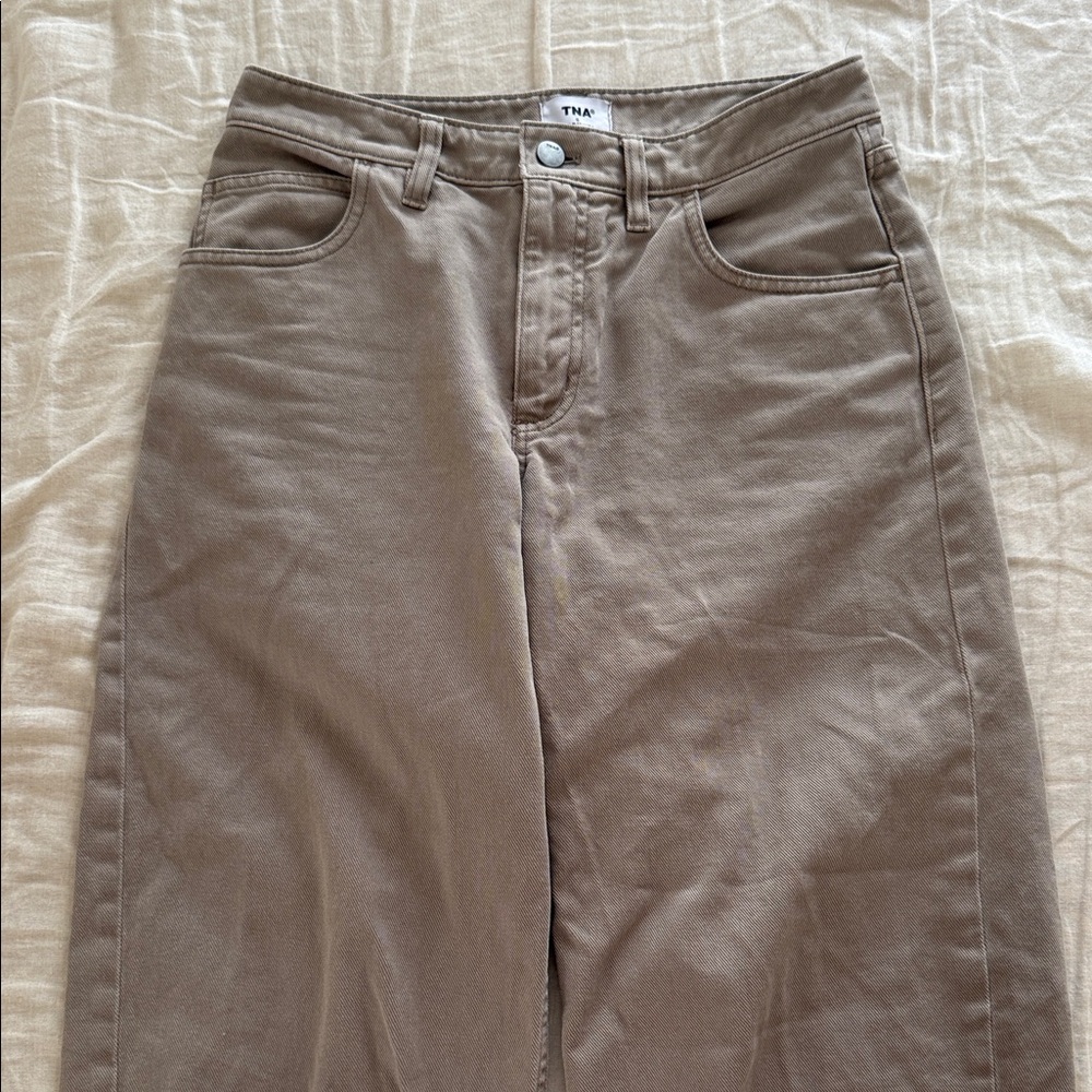 Aritzia Khaki Straight- Leg Pants